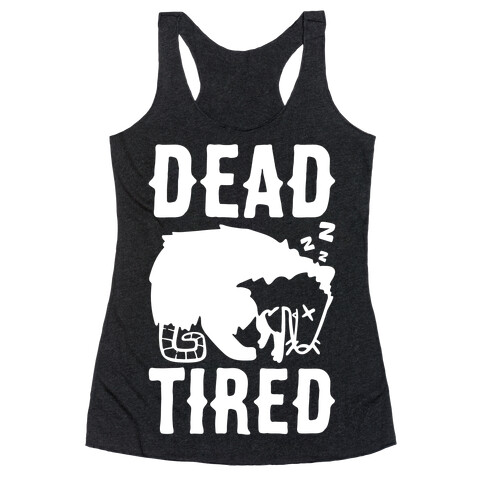 Dead Tired Possum Parody White Print Racerback Tank Top