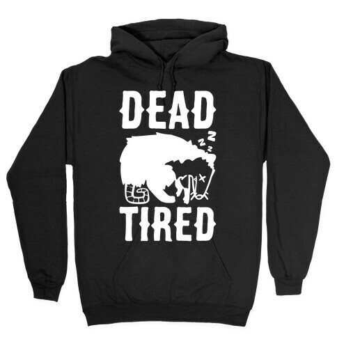 Dead Tired Possum Parody White Print Hooded Sweatshirt