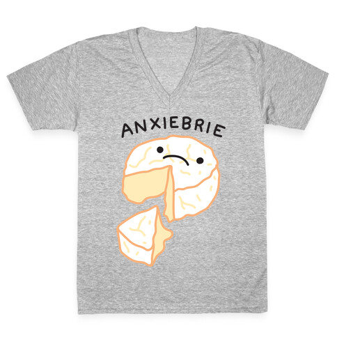 Anxie-brie Anxious Cheese V-Neck Tee Shirt