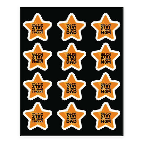 Stay At Home Gold Star Sticker Sheet Stickers and Decal Sheet