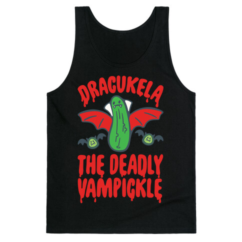 Dracukela Cucumber Parody White Print Tank Top