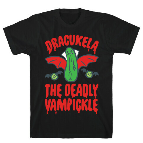 Dracukela Cucumber Parody White Print T-Shirt