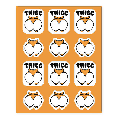Thicc Corgi Butt Parody Stickers and Decal Sheet