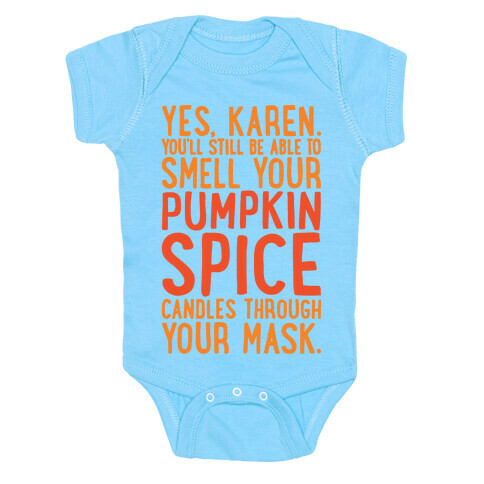 Yes Karen Pumpkin Spice White Print Baby One-Piece