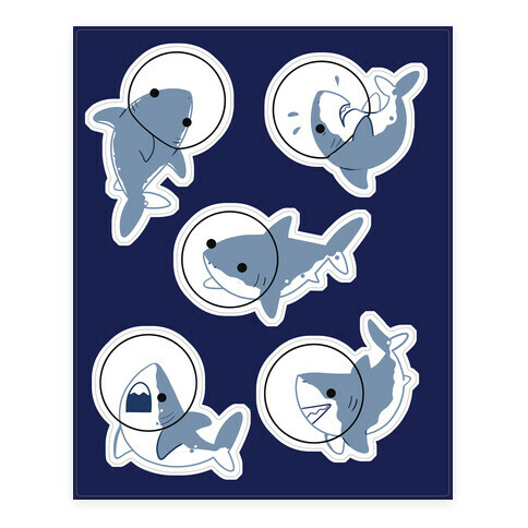 Space Shark Pattern Stickers and Decal Sheet