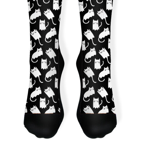 Ghost Cat Pattern Socks | LookHUMAN