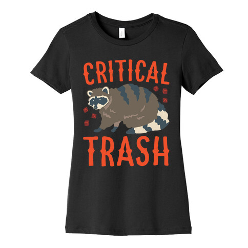 Critical Trash Raccoon Parody White Print Womens T-Shirt