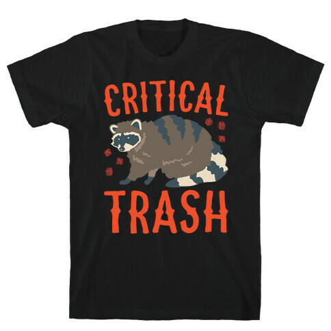 Critical Trash Raccoon Parody White Print T-Shirt