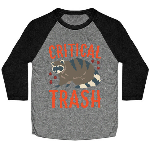 Critical Trash Raccoon Parody White Print Baseball Tee