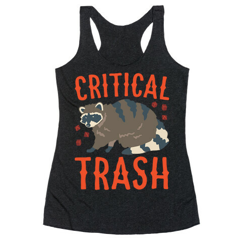 Critical Trash Raccoon Parody White Print Racerback Tank Top