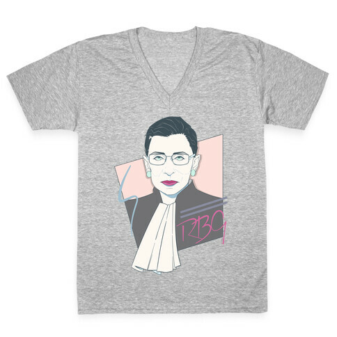 80's Ruth Bader Ginsburg White Print V-Neck Tee Shirt