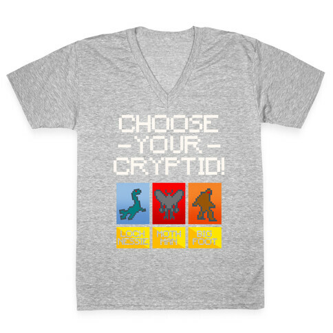 Choose Your Cryptid White Print V-Neck Tee Shirt