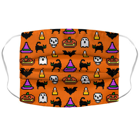 Pixel Halloween Pattern Accordion Face Mask