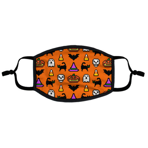 Pixel Halloween Pattern Flat Face Mask