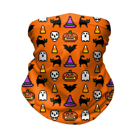 Pixel Halloween Pattern Neck Gaiter