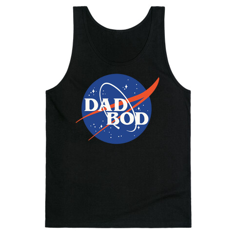 Dad Bod Nasa Parody White Print Tank Top