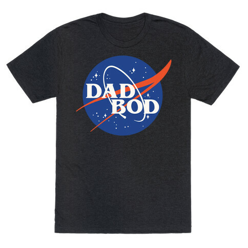 Dad Bod Nasa Parody White Print T-Shirt