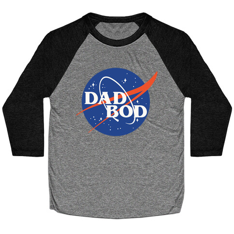 Dad Bod Nasa Parody White Print Baseball Tee