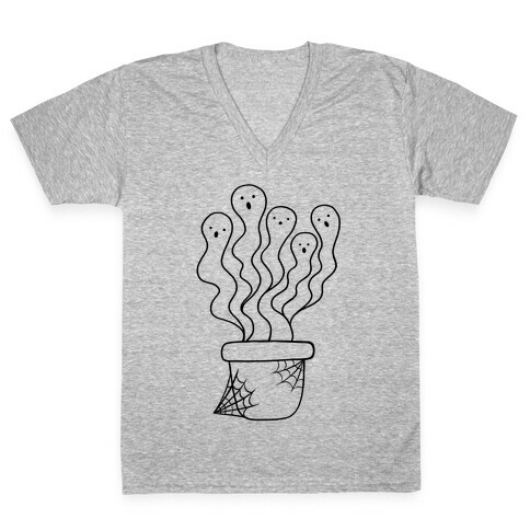 Spooky Ghost Plant V-Neck Tee Shirt