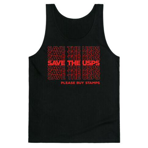 Save The USPS Thank You Bag Style White Print Tank Top