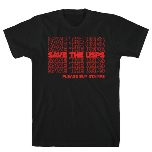 Save The USPS Thank You Bag Style White Print T-Shirt
