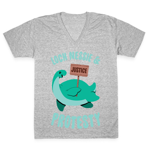 Loch Nessie & Protesty V-Neck Tee Shirt