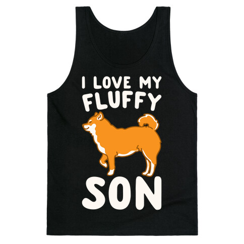 I Love My Fluffy Son Shiba Inu White Print Tank Top