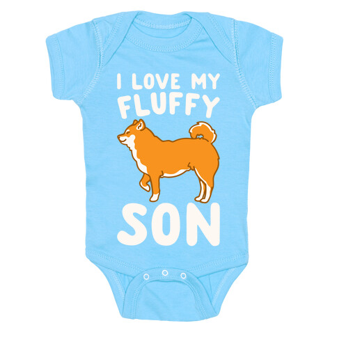 I Love My Fluffy Son Shiba Inu White Print Baby One-Piece