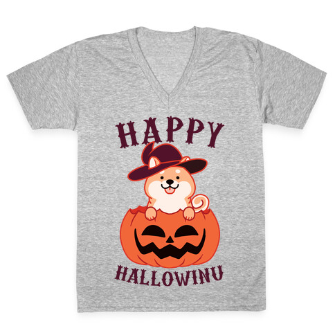 Happy Hallowinu V-Neck Tee Shirt