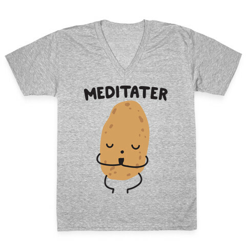 Meditater Meditating Potato V-Neck Tee Shirt