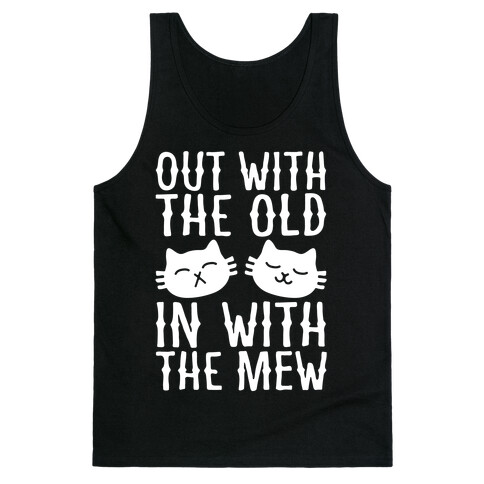 Out With The Old In With The Mew White Print Tank Top
