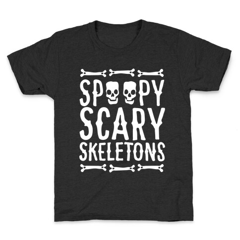 Spoopy Scary Skeletons Parody White Print Kids T-Shirt