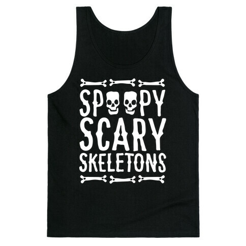 Spoopy Scary Skeletons Parody White Print Tank Top