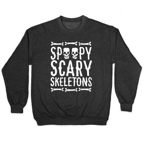 Spoopy Scary Skeletons Parody White Print Pullover