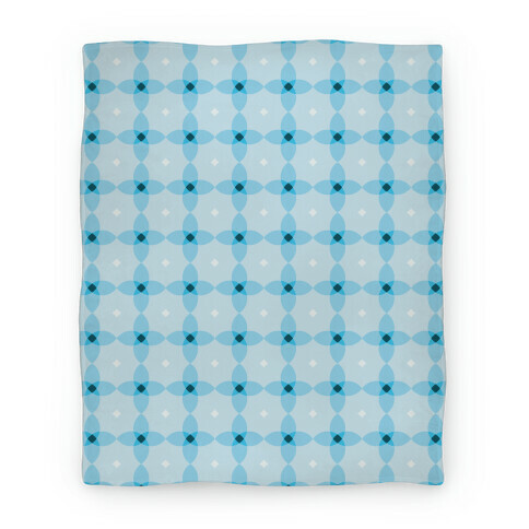 Blue Geometric Flower Pattern Blanket