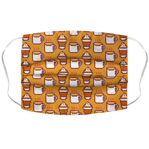 Pumpkin Spice Pixel Pattern Accordion Face Mask