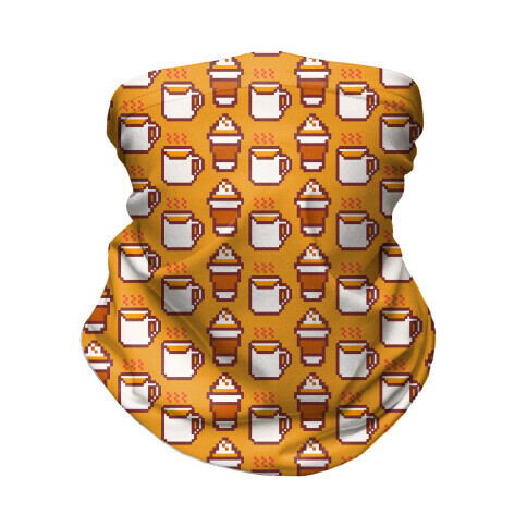 Pumpkin Spice Pixel Pattern Neck Gaiter