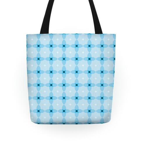 Blue Geometric Flower Pattern Tote