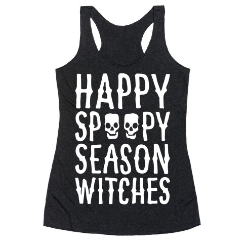 It's Spoopy Season Witches White Print Racerback Tank Top