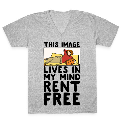 This Image Lives In My Mind Rent Free Parody V-Neck Tee Shirt