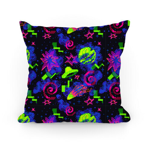 Faux Retro Arcade Carpet Pattern Pillow