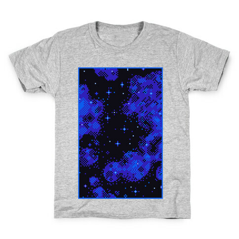 Pixelated Blue Nebula Kids T-Shirt