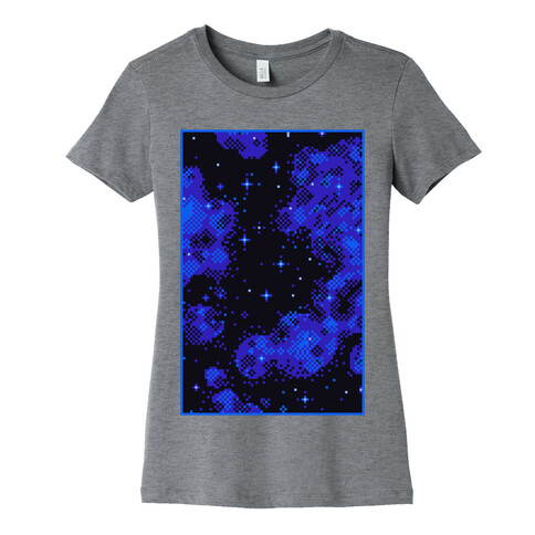Pixelated Blue Nebula Womens T-Shirt