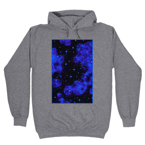 Pixelated Blue Nebula Hooded Sweatshirt