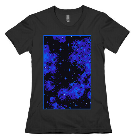 Pixelated Blue Nebula Womens T-Shirt