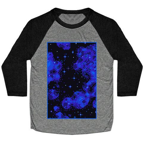 Pixelated Blue Nebula Baseball Tee