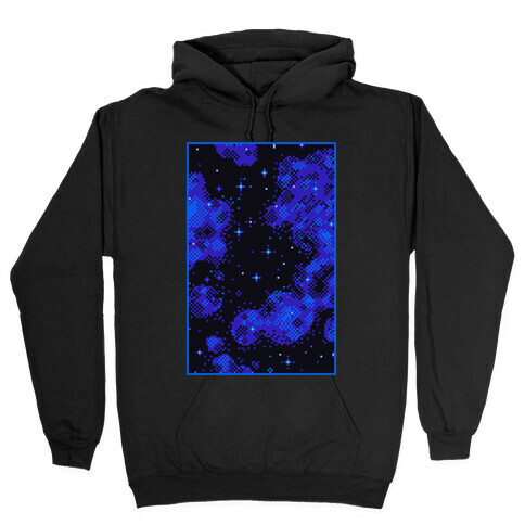 Pixelated Blue Nebula Hooded Sweatshirt