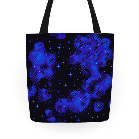 Pixelated Blue Nebula Tote