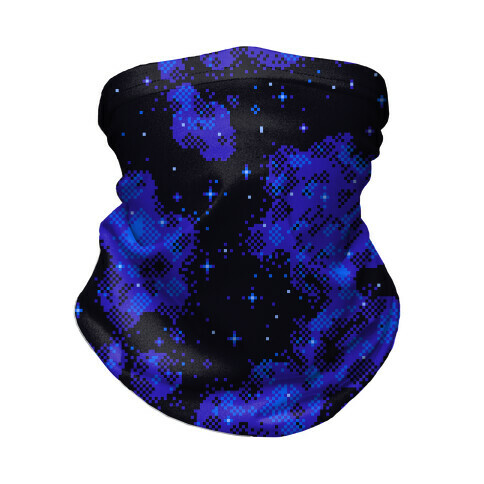 Pixelated Blue Nebula Neck Gaiter