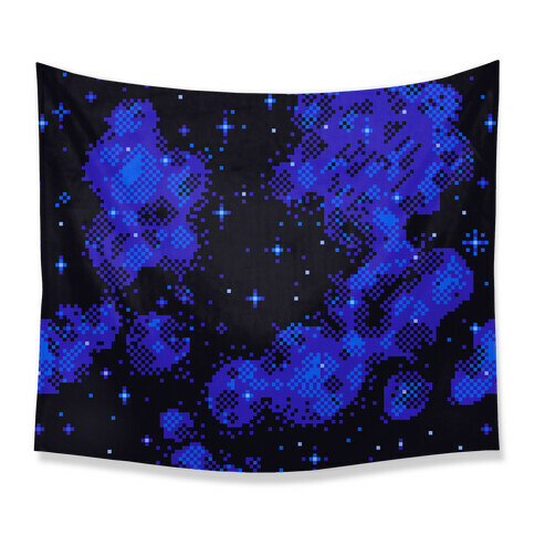 Pixelated Blue Nebula Tapestry